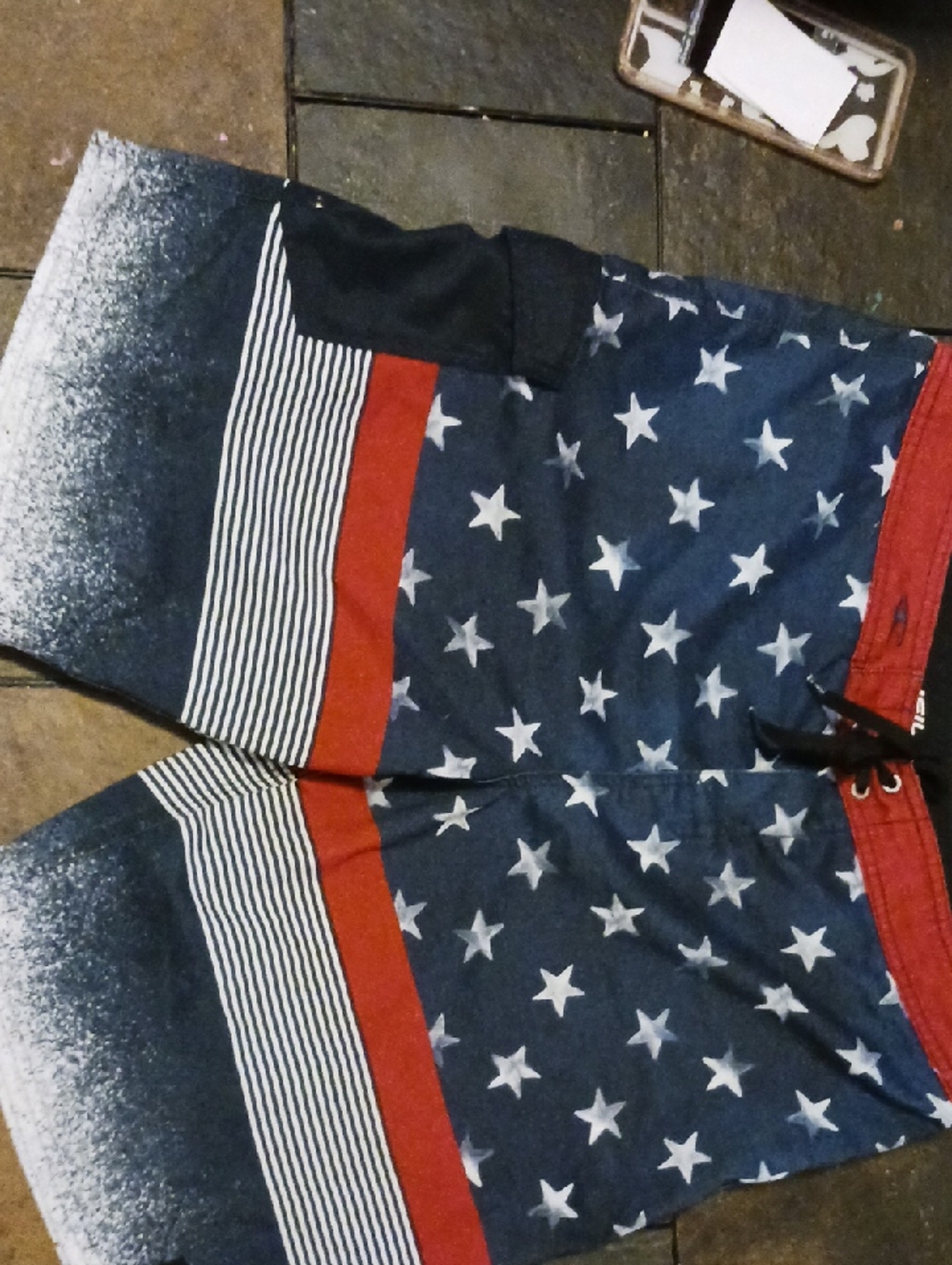 O'Neill Black and White Star-Accent Swim Shorts